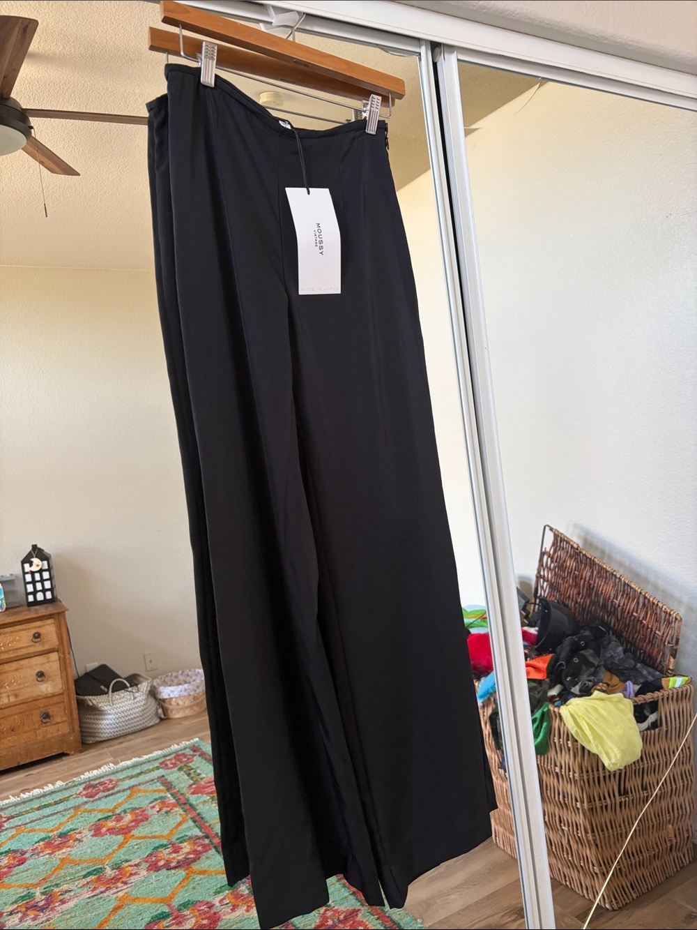 Moussy Black Wide-Leg Trousers